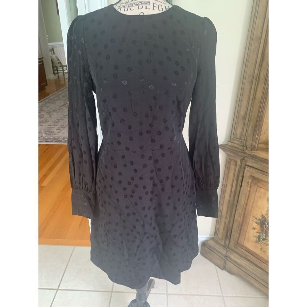 New J Crew Shift Dress in Jacquard Floral Dot Black